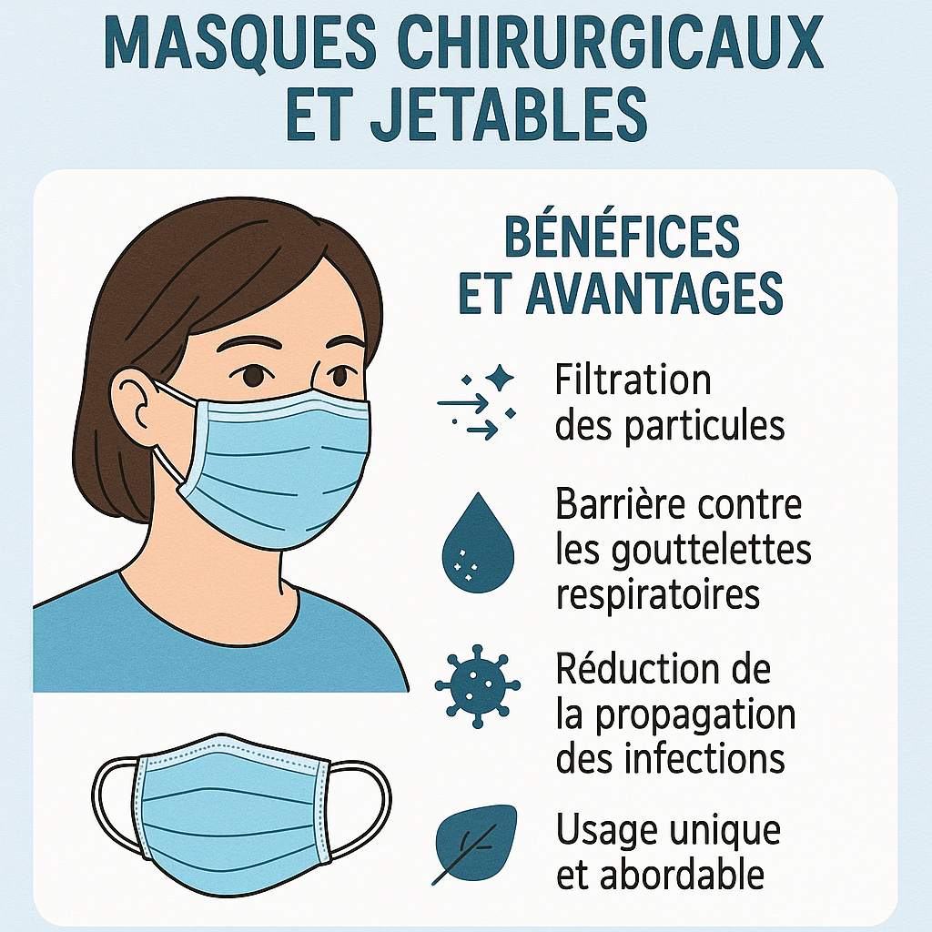Masques chirurgicaux blancs ou bleus