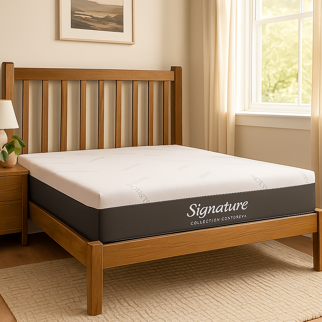 Matelas Signature : Mousse à mémoire de forme et Mousse Haute Résilience, 24 cm, Déhoussable