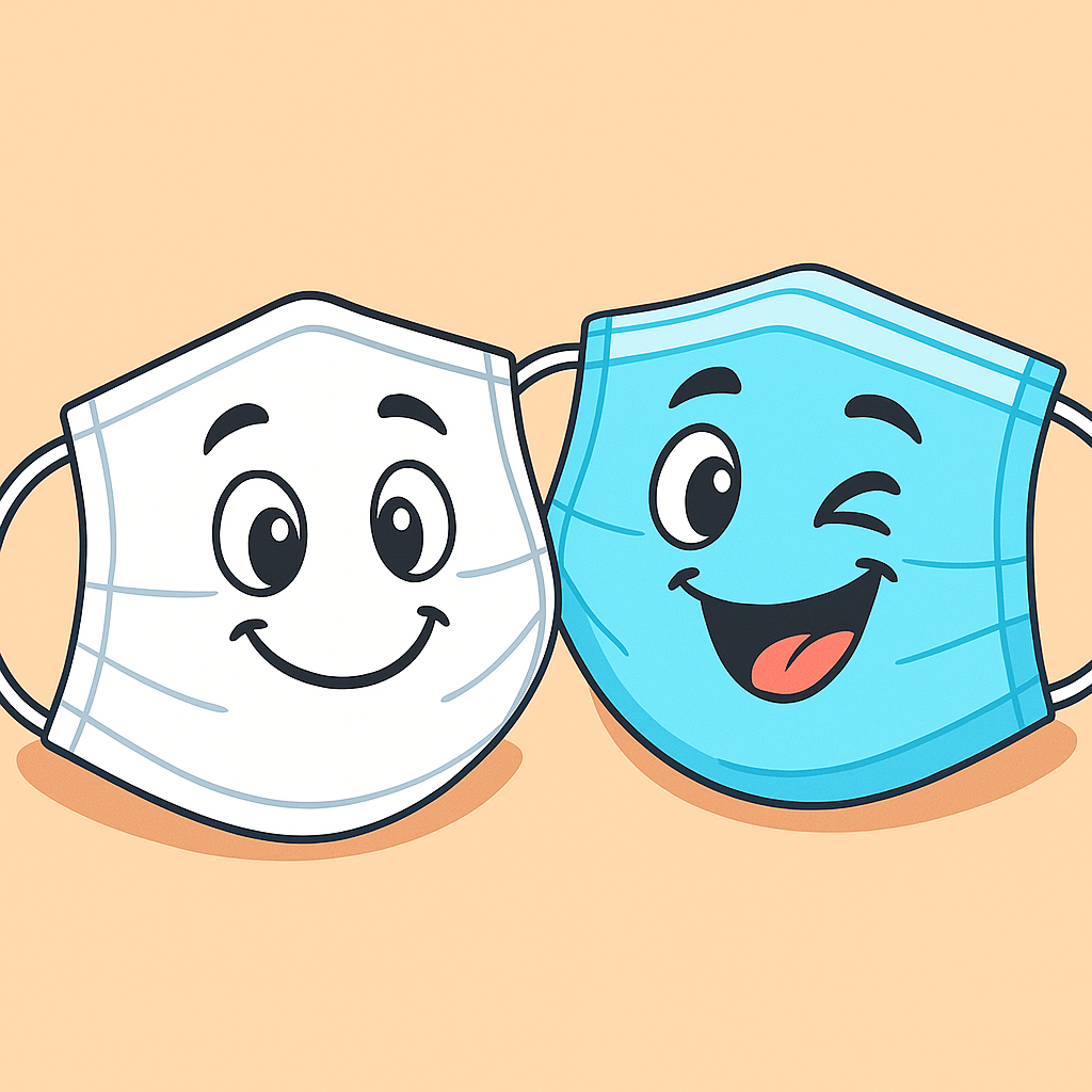 Masques chirurgicaux blancs ou bleus