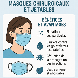 Masques chirurgicaux blancs ou bleus